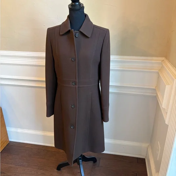 J. Crew Brown Lady day Coat with Blue Lining - Picture 4 of 8